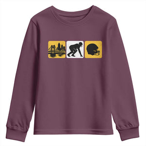 Pittsburgh Skyline Crest Graphic Youth Sweatshirt Football Fan Pride
