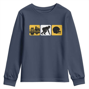Pittsburgh Skyline Crest Graphic Youth Sweatshirt Football Fan Pride