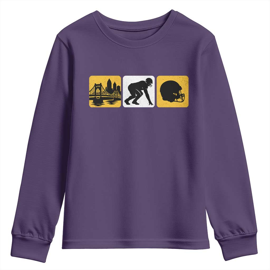 Pittsburgh Skyline Crest Graphic Youth Sweatshirt Football Fan Pride
