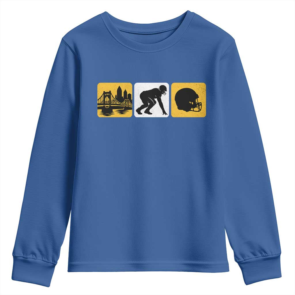 Pittsburgh Skyline Crest Graphic Youth Sweatshirt Football Fan Pride