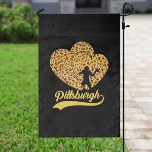 Vintage Leopard Heart Pittsburgh Pride Garden Flag Football Lover Gift
