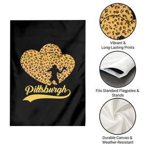 Vintage Leopard Heart Pittsburgh Pride Garden Flag Football Lover Gift