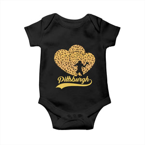 Vintage Leopard Heart Pittsburgh Pride Baby Onesie Football Lover Gift