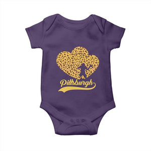 Vintage Leopard Heart Pittsburgh Pride Baby Onesie Football Lover Gift