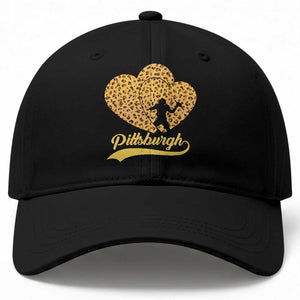 Vintage Leopard Heart Pittsburgh Pride Baseball Cap Football Lover Gift