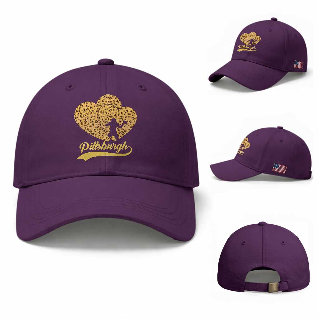 Vintage Leopard Heart Pittsburgh Pride Baseball Cap Football Lover Gift