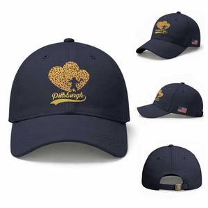 Vintage Leopard Heart Pittsburgh Pride Baseball Cap Football Lover Gift