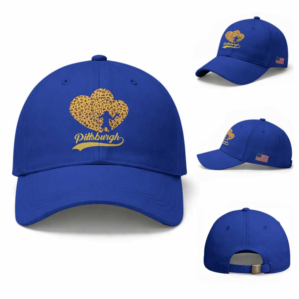 Vintage Leopard Heart Pittsburgh Pride Baseball Cap Football Lover Gift