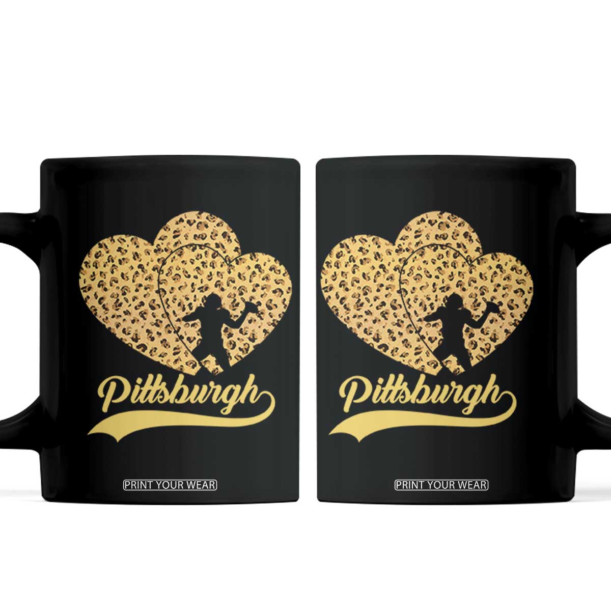 Vintage Leopard Heart Pittsburgh Pride Coffee Mug Football Lover Gift