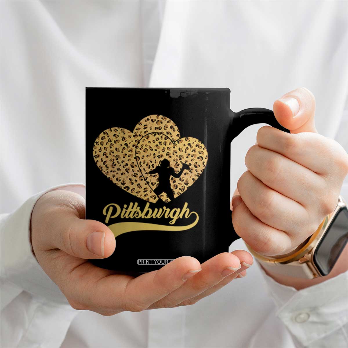 Vintage Leopard Heart Pittsburgh Pride Coffee Mug Football Lover Gift