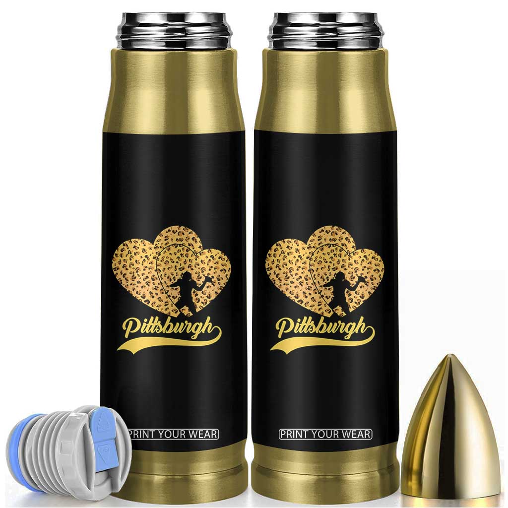 Vintage Leopard Heart Pittsburgh Pride Bullet Tumbler Football Lover Gift