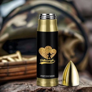 Vintage Leopard Heart Pittsburgh Pride Bullet Tumbler Football Lover Gift