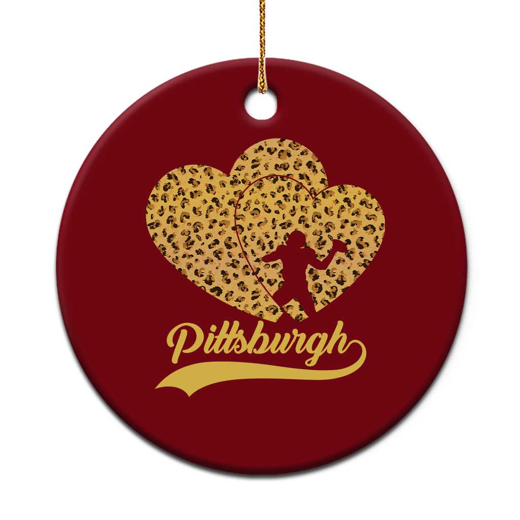 Vintage Leopard Heart Pittsburgh Pride Ceramic Ornament Football Lover Gift TS12 1pc Red Print Your Wear