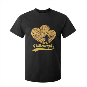 Vintage Leopard Heart Pittsburgh Pride T Shirt For Kid Football Lover Gift