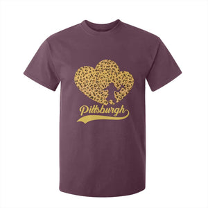Vintage Leopard Heart Pittsburgh Pride T Shirt For Kid Football Lover Gift