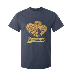 Vintage Leopard Heart Pittsburgh Pride T Shirt For Kid Football Lover Gift