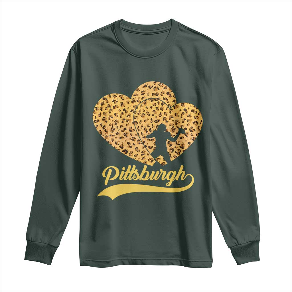 Vintage Leopard Heart Pittsburgh Pride Long Sleeve Shirt Football Lover Gift