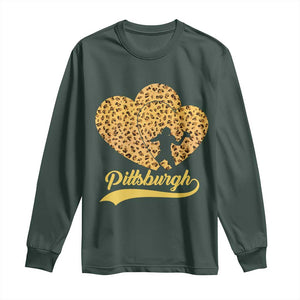 Vintage Leopard Heart Pittsburgh Pride Long Sleeve Shirt Football Lover Gift