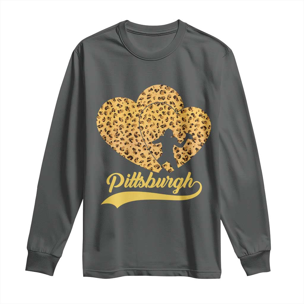 Vintage Leopard Heart Pittsburgh Pride Long Sleeve Shirt Football Lover Gift
