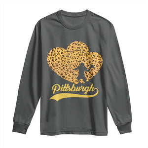 Vintage Leopard Heart Pittsburgh Pride Long Sleeve Shirt Football Lover Gift