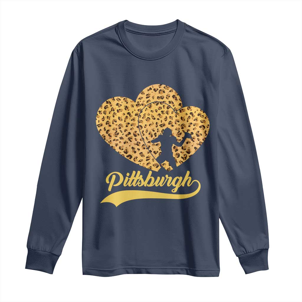 Vintage Leopard Heart Pittsburgh Pride Long Sleeve Shirt Football Lover Gift