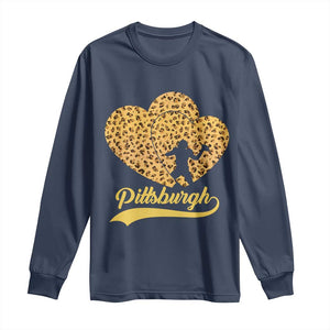 Vintage Leopard Heart Pittsburgh Pride Long Sleeve Shirt Football Lover Gift