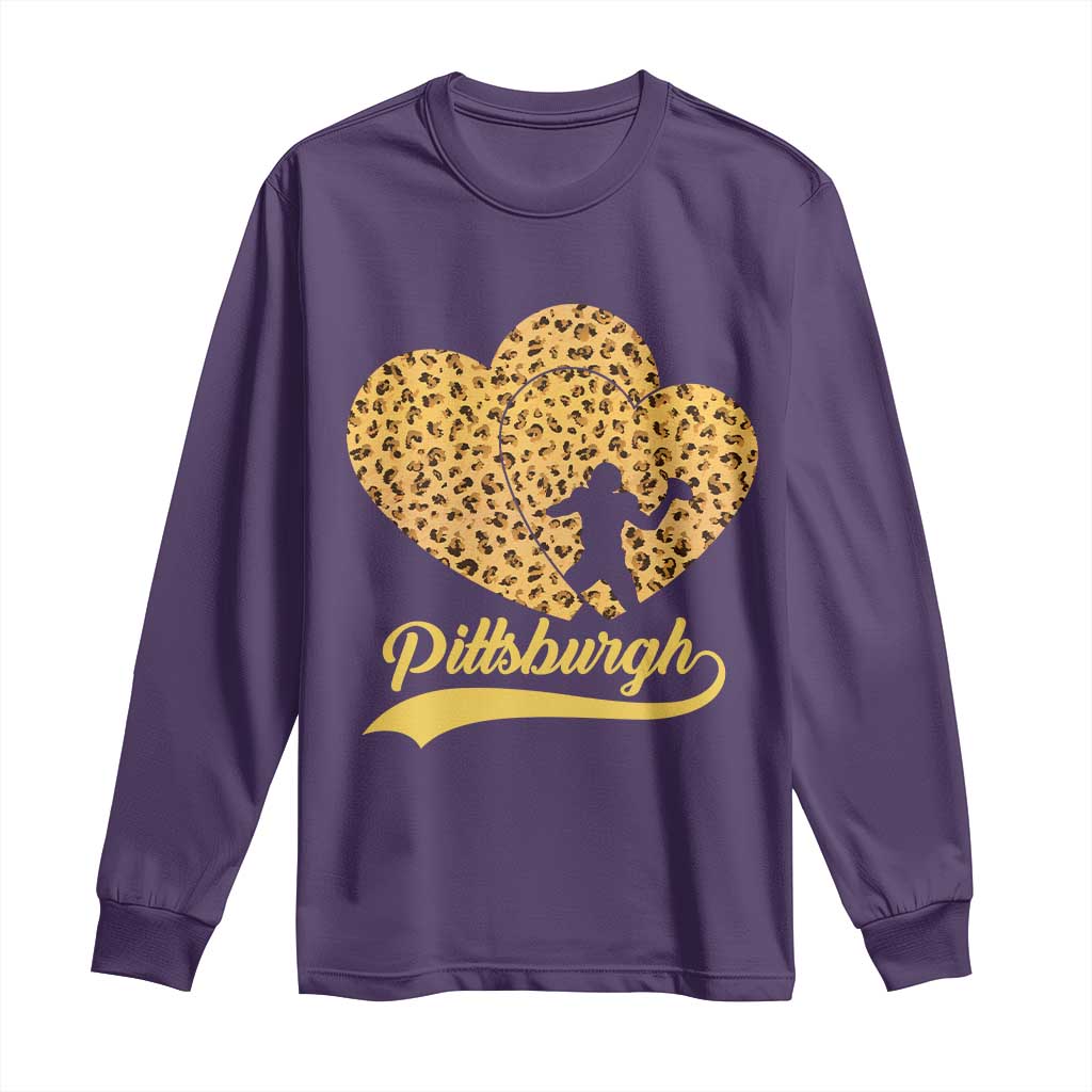 Vintage Leopard Heart Pittsburgh Pride Long Sleeve Shirt Football Lover Gift