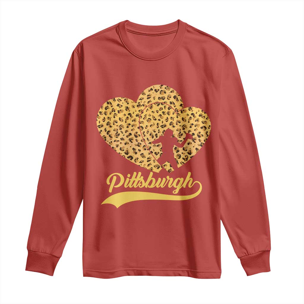 Vintage Leopard Heart Pittsburgh Pride Long Sleeve Shirt Football Lover Gift