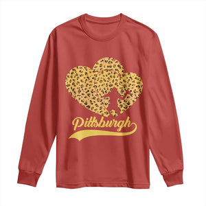 Vintage Leopard Heart Pittsburgh Pride Long Sleeve Shirt Football Lover Gift