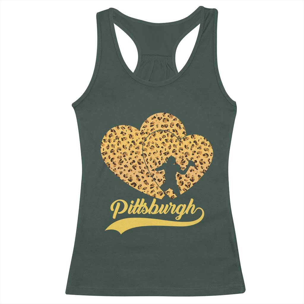 Vintage Leopard Heart Pittsburgh Pride Racerback Tank Top Football Lover Gift