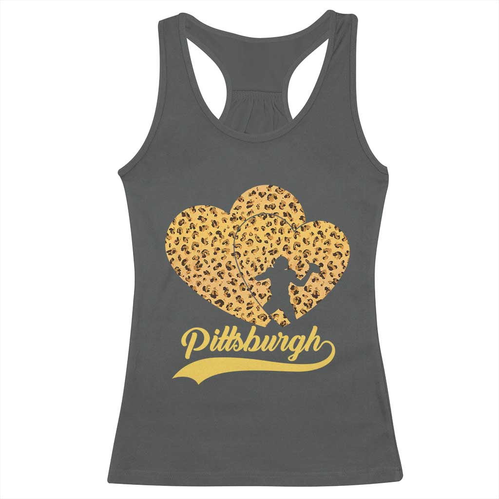 Vintage Leopard Heart Pittsburgh Pride Racerback Tank Top Football Lover Gift