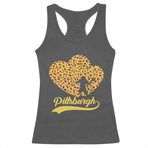 Vintage Leopard Heart Pittsburgh Pride Racerback Tank Top Football Lover Gift