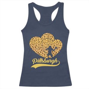 Vintage Leopard Heart Pittsburgh Pride Racerback Tank Top Football Lover Gift