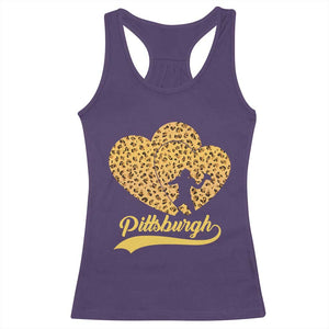 Vintage Leopard Heart Pittsburgh Pride Racerback Tank Top Football Lover Gift