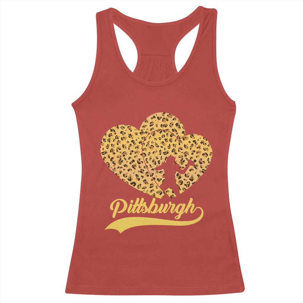 Vintage Leopard Heart Pittsburgh Pride Racerback Tank Top Football Lover Gift