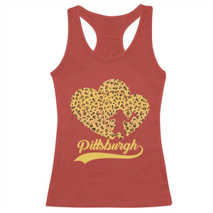 Vintage Leopard Heart Pittsburgh Pride Racerback Tank Top Football Lover Gift