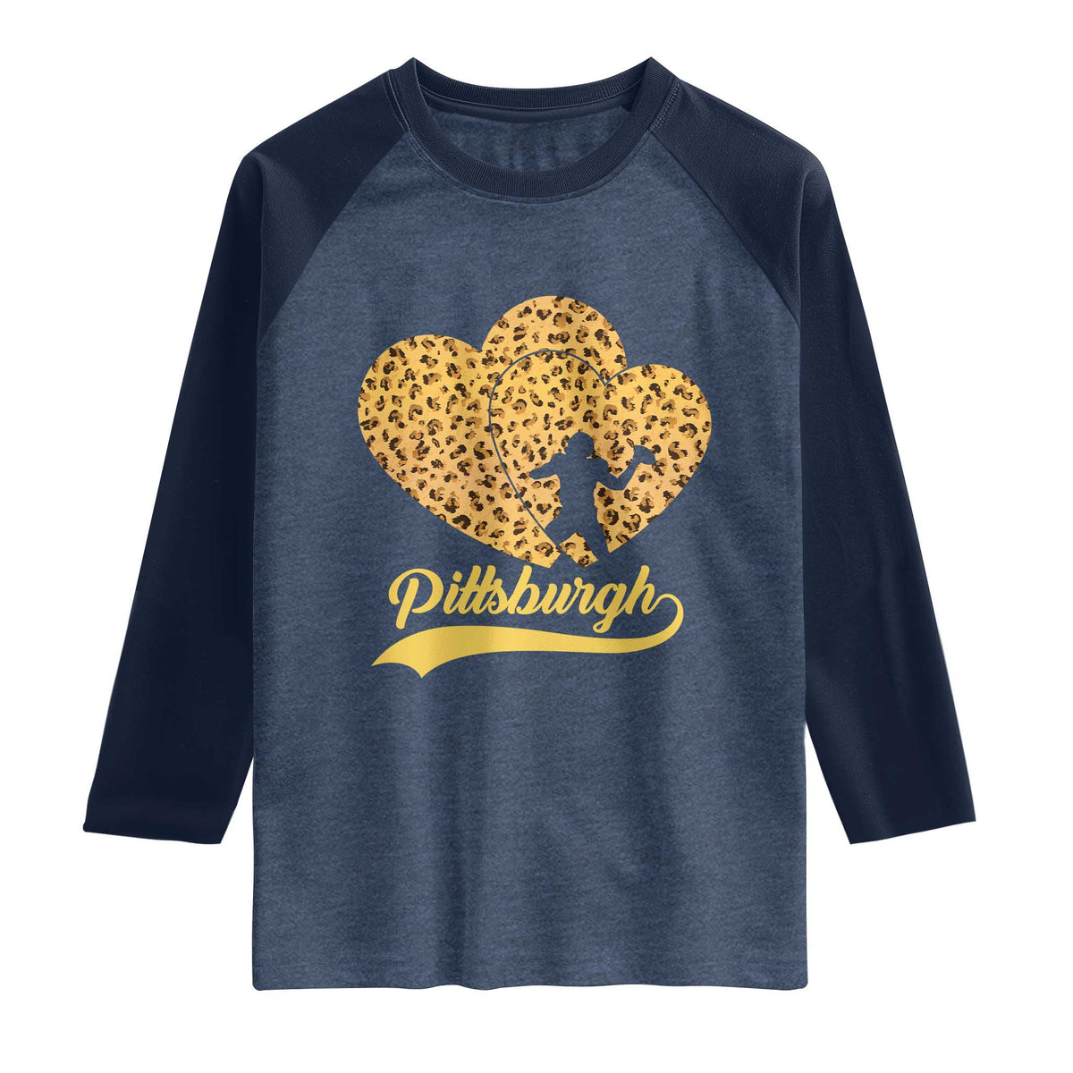 Vintage Leopard Heart Pittsburgh Pride Raglan Shirt Football Lover Gift