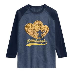 Vintage Leopard Heart Pittsburgh Pride Raglan Shirt Football Lover Gift