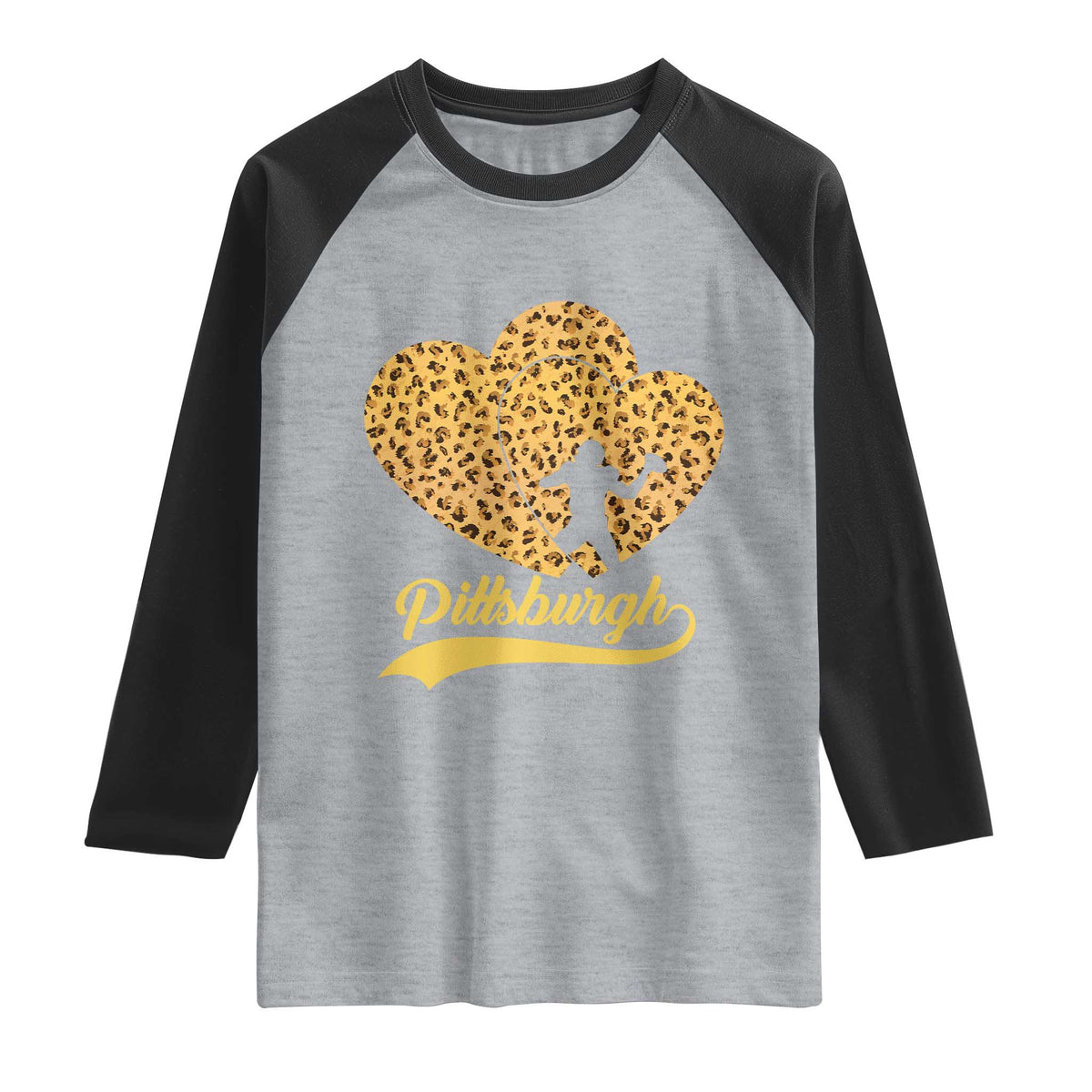 Vintage Leopard Heart Pittsburgh Pride Raglan Shirt Football Lover Gift