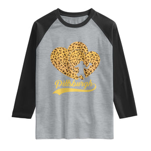 Vintage Leopard Heart Pittsburgh Pride Raglan Shirt Football Lover Gift