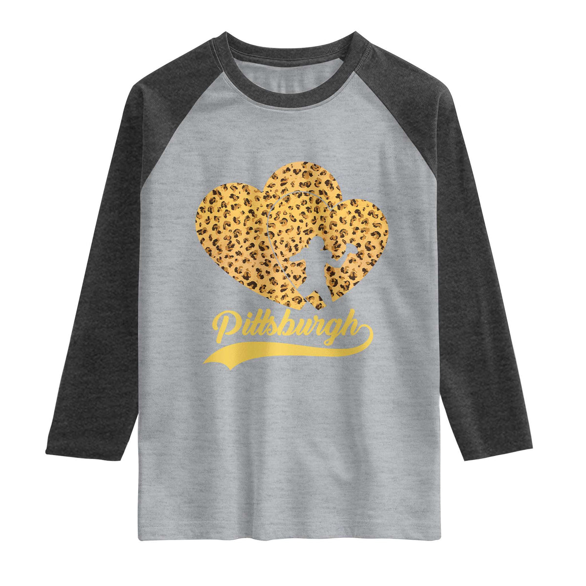 Vintage Leopard Heart Pittsburgh Pride Raglan Shirt Football Lover Gift