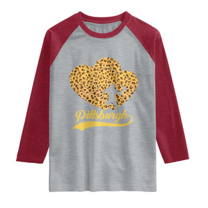 Vintage Leopard Heart Pittsburgh Pride Raglan Shirt Football Lover Gift