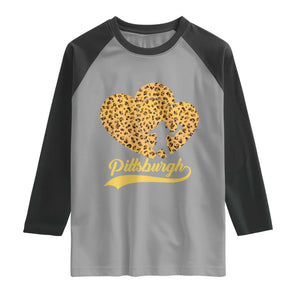 Vintage Leopard Heart Pittsburgh Pride Raglan Shirt Football Lover Gift