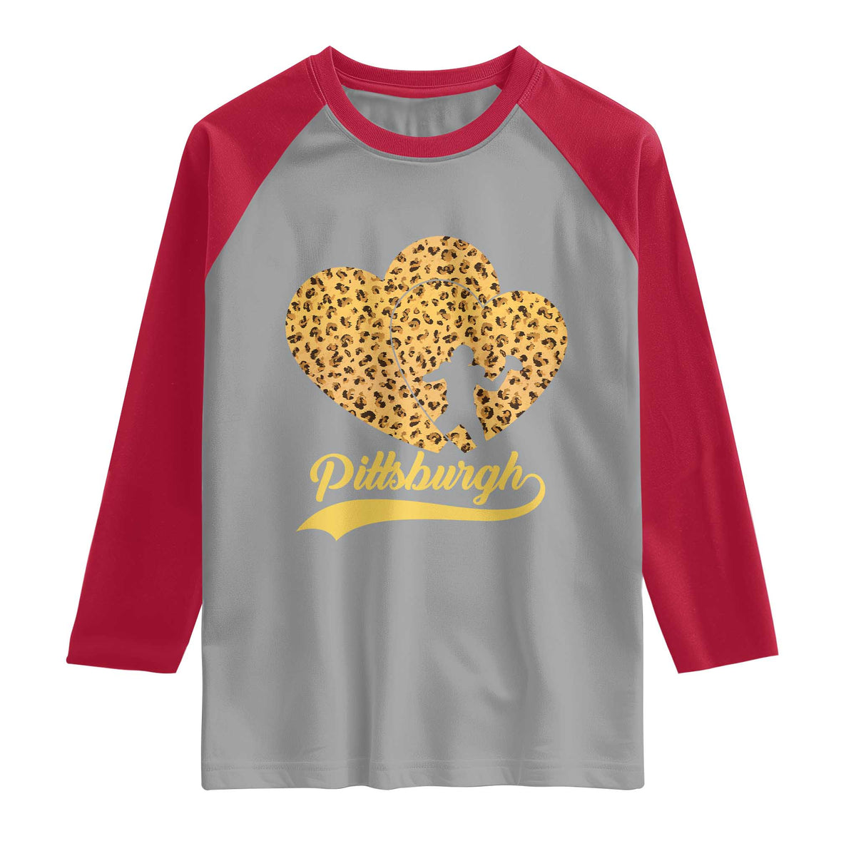 Vintage Leopard Heart Pittsburgh Pride Raglan Shirt Football Lover Gift