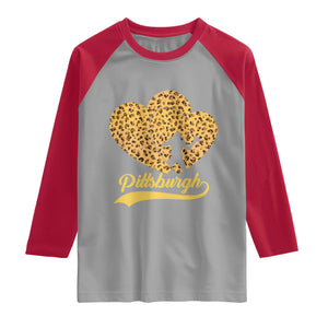 Vintage Leopard Heart Pittsburgh Pride Raglan Shirt Football Lover Gift