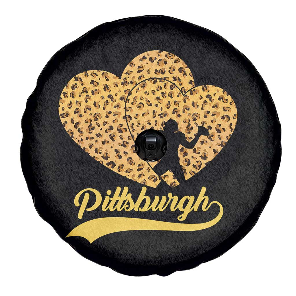 Vintage Leopard Heart Pittsburgh Pride Spare Tire Cover Football Lover Gift