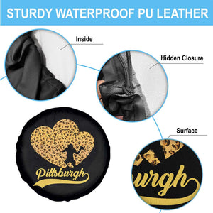 Vintage Leopard Heart Pittsburgh Pride Spare Tire Cover Football Lover Gift