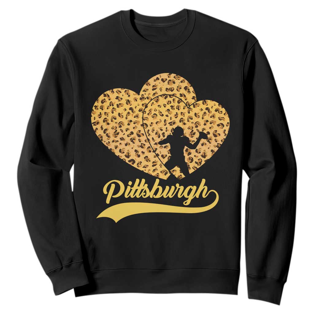Vintage Leopard Heart Pittsburgh Pride Sweatshirt Football Lover Gift