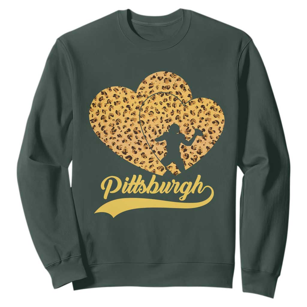 Vintage Leopard Heart Pittsburgh Pride Sweatshirt Football Lover Gift