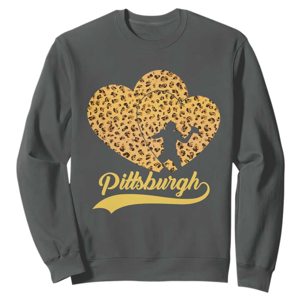 Vintage Leopard Heart Pittsburgh Pride Sweatshirt Football Lover Gift